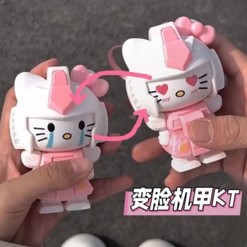 Hello Kitty Mecha Cat Face Changing Figure Doll Keychain