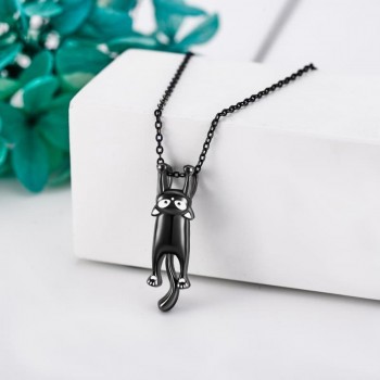 Cute Black Cat Pendant Necklace