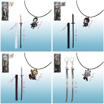 Demon Slayer anime necklace+knife key chain set