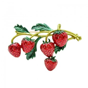 Enamel Strawberry Brooch Pin