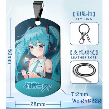 Hatsune Miku anime two-sided necklace keychain Key chains