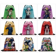 Hunter x Hunter anime nylon drawstring backpack bag