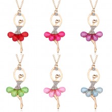 Fashion Crystal Ballet Dancer Princess Girls Necklace