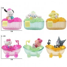 6pcs Sanrio Melody kitty Cinnamoroll Kuromi bathtub anime figures(OPP bag)