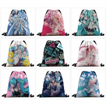 Hatsune Miku anime nylon drawstring backpack bag