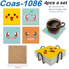 Pokemon anime coasters coffee cup mats pads(4pcs a set)