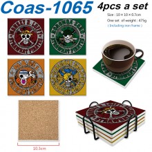 One Piece anime coasters coffee cup mats pads(4pcs a set)