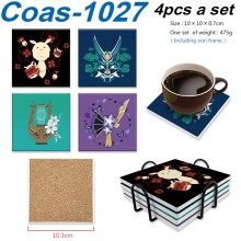 Genshin Impact game coasters coffee cup mats pads(4pcs a set)