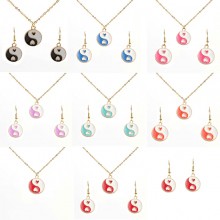 Tai Chi Yin Yang Bagua Charms Multicolor Enamel Necklaces