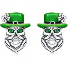 Halloween Green hat Skull Skeleton Drop Earrings