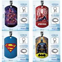 Super Hero Iron Spider Super Man Batman two-sided necklace Key chains