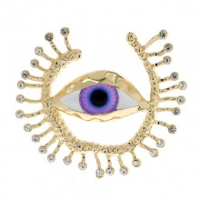 Vintage Women Men Fashion Eyes Crystal Enamel Badges Brooches Pins