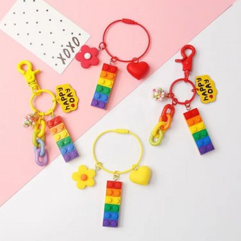 Color Rainbow Building Brick Key Chain KeyChain