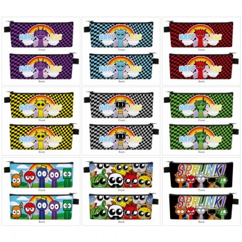 Sprunki Incredibox game PU zipper pen case pencil bag