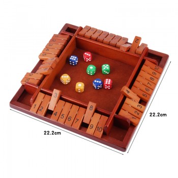 Shut The Box Dice Board Game Wooden Flaps & Dices Game