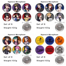 75MM Hypnosis Mic Division Rap Battle anime tinplate brooch pins set(6pcs a set)