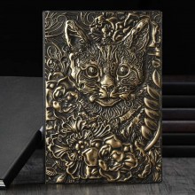 Cat Vintage Embossed Masquerade A5 Notebooks Hardc...