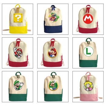 Super Mario anime students canvas backpack bags