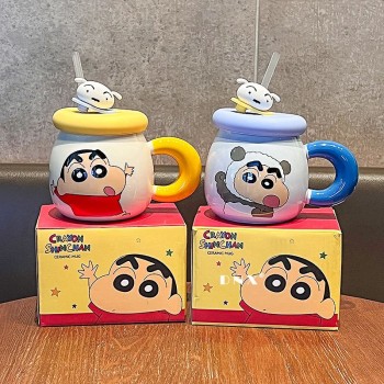 Original Crayon Shin-chan Nohara Shiro Drinking Straw Ceramic Milk Cup Mug