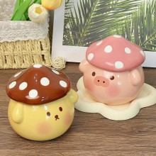 Cute Mushroom Pig Ceramic Cup with Cover