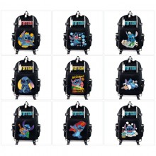 Stitch anime USB charging laptop backpack school bags