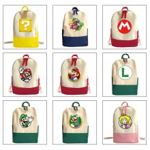 Super Mario anime students canvas backpack bags