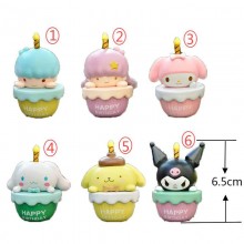 6pcs Sanrio Melody kitty Cinnamoroll Kuromi anime figures set(OPP bag)