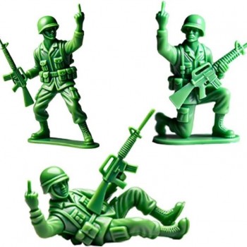 Funny Green Army Men soldier middle finger statue figure