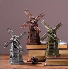 Vintage Dutch Windmill Metal Landmark Building Model