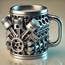 3D V8 V6 Engines Design Stainless Steel Cup Mug
