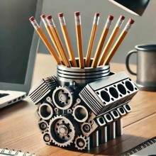 V8 Car Engine Resin Pen Holder