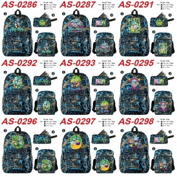 Rick and Morty anime shoulder backpack bag pencil case set