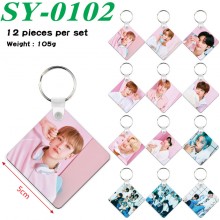 Stray kids star two-sided Wooden MDF Key Chains(12...