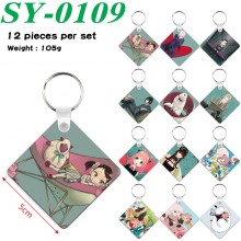 SPY x FAMILY anime two-sided Wooden MDF Key Chains(12pcs a set)