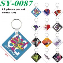 EVA anime two-sided Wooden MDF Key Chains(12pcs a ...