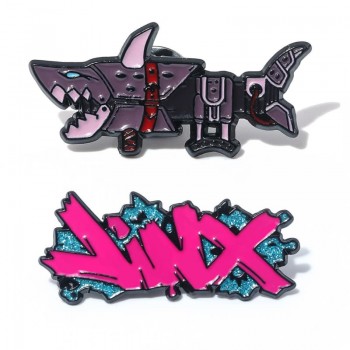 League Of Legends Shark Jinx Letter Alloy Badge Brooch Pins