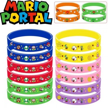 12pcs/set Super Mario anime Silicone Bracelets Wristbands