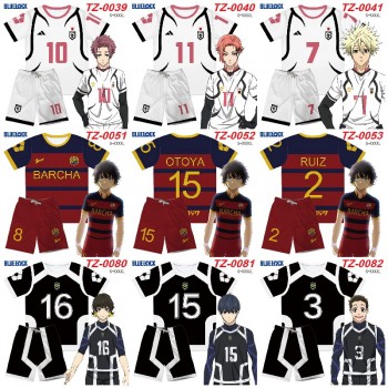 Blue Lock anime ant wrinkled fabric short t-shirts and pants set