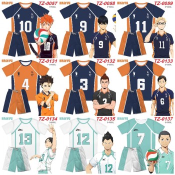 Haikyuu anime ant wrinkled fabric short t-shirts and pants set