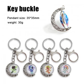 Dandy's World game Two-sided Rotatable Round Crystal Key Chain Ring