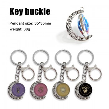 Black Clover anime Two-sided Rotatable Round Crystal Key Chain Ring