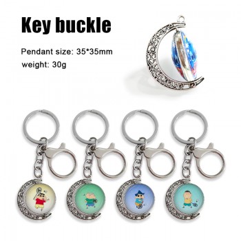 Crayon Shin-chan anime Two-sided Rotatable Round Crystal Key Chain Ring
