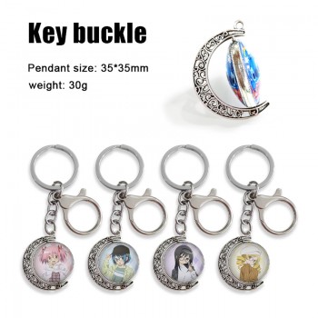 Puella Magi Madoka Magica Two-sided Rotatable Round Crystal Key Chain Ring