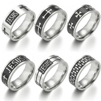 Jesus Cross Stainless Steel Rings