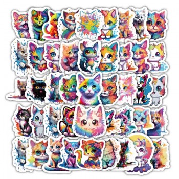 Colorful Rainbow Cat waterproof stickers set(60pcs a set)