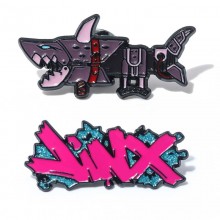 League Of Legends Shark Jinx Letter Alloy Badge Brooch Pins
