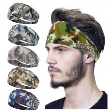 Camouflage Color Elastic Sports Headband Sweatband...