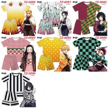Demon Slayer anime ant wrinkled fabric short t-shirts and pants set