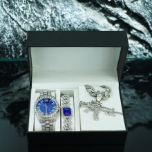 Gun Fashion Hip Hop Rhinestone Wrist Watch Cuban C...