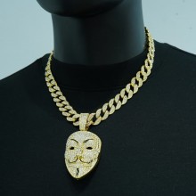 V for Vendetta Alloy Iced out Diamond Pendant Cuba...